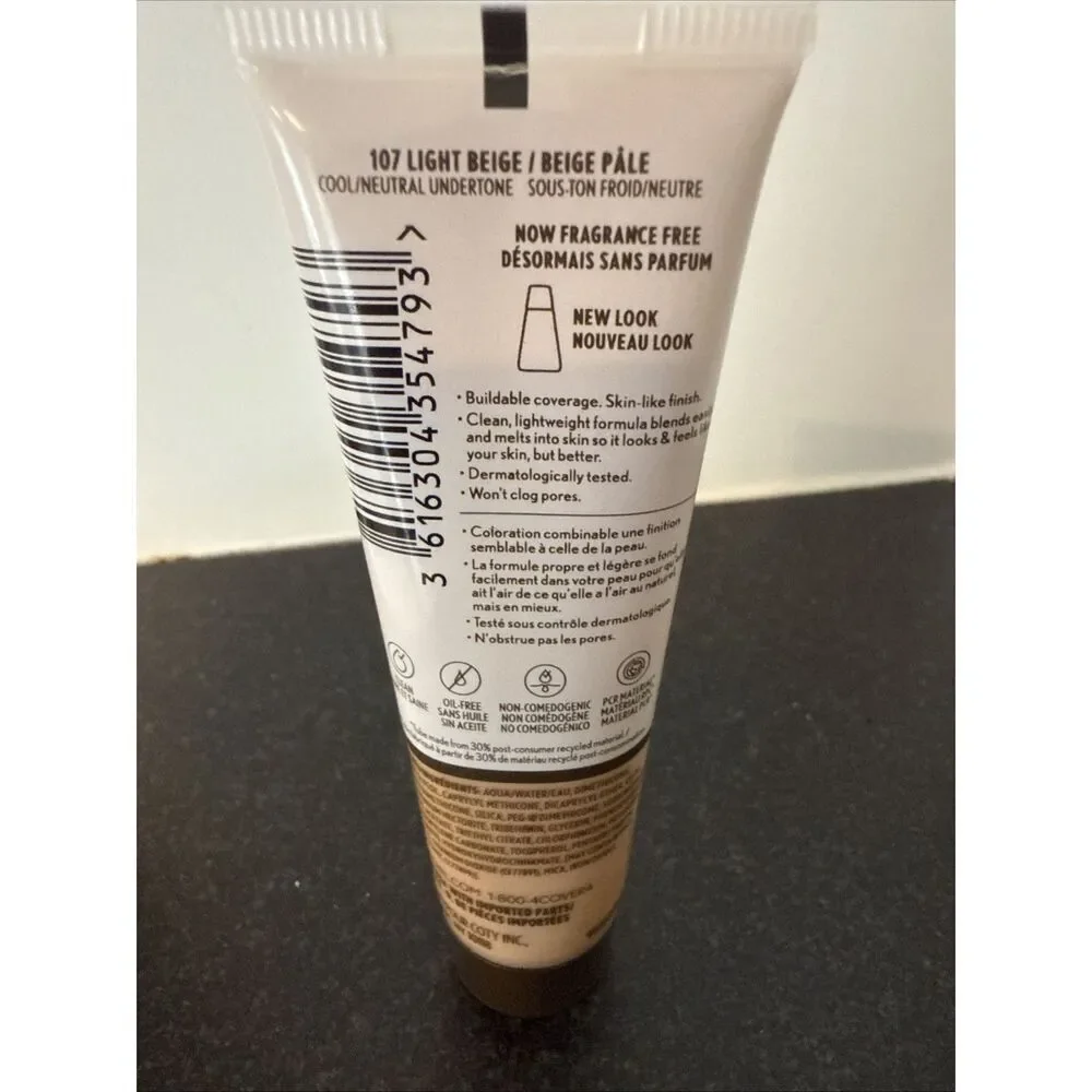Covergirl Clean Invisible Foundation, Vegan, Fragrance Free - #107 Light Beige